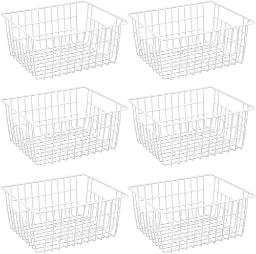 White Wire Storage Baskets with Handles, Set of 6 F8309