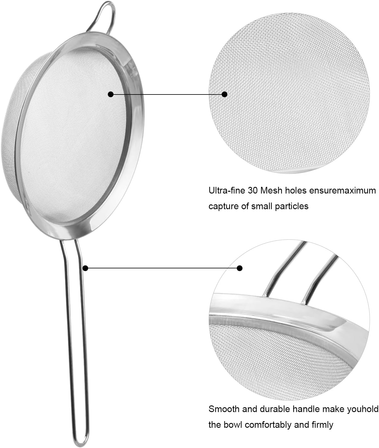 Stainless Steel Fine Mesh Colander Sieve D997