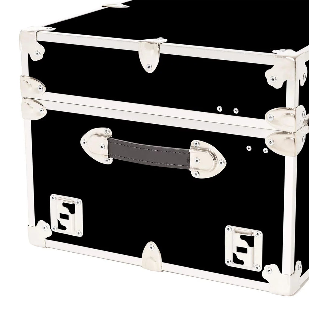 Large Leather Embossed Vinyl Trunk with Removable Wheels 32"x18"x14" (Black) P345