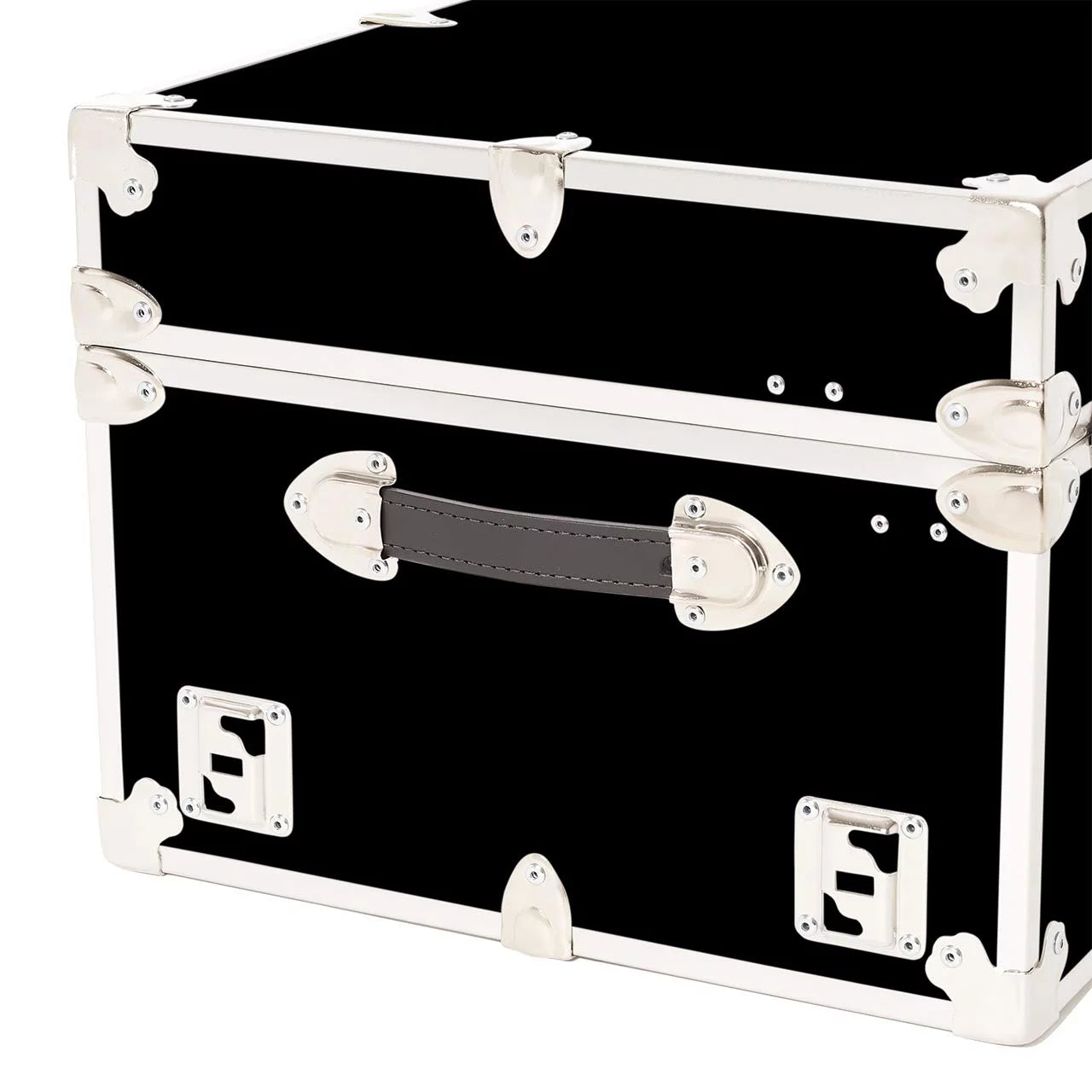Large Leather Embossed Vinyl Trunk with Removable Wheels 32"x18"x14" (Black) P345