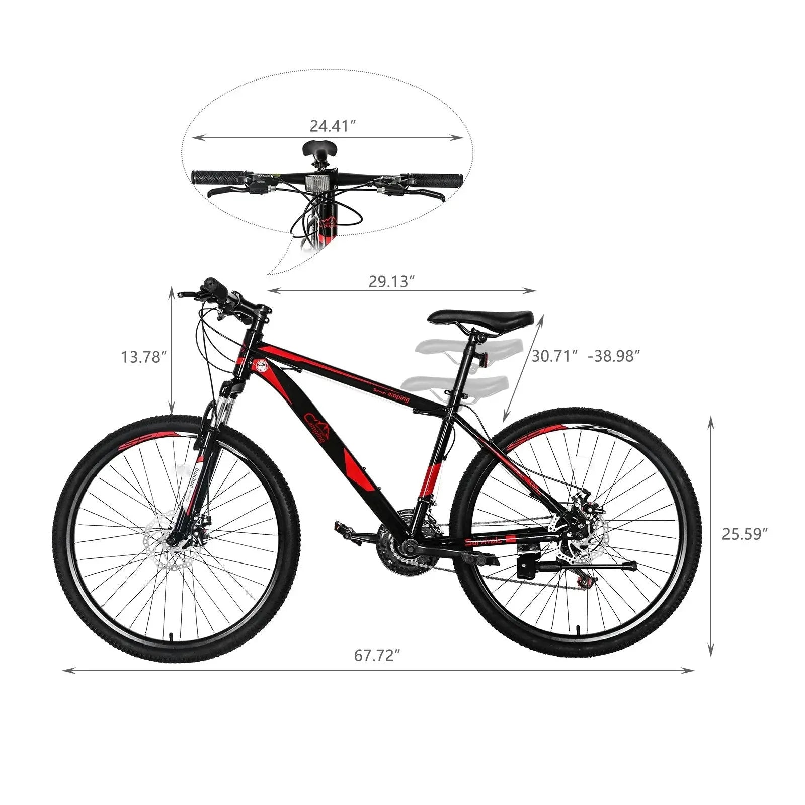 26 Inch 21 Speed Red Black Mountain Bike U96940