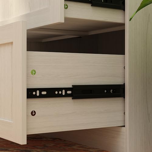Large Wooden Wardrobe Cabinet with Frosted Glass Doors and 2 Drawer N47316