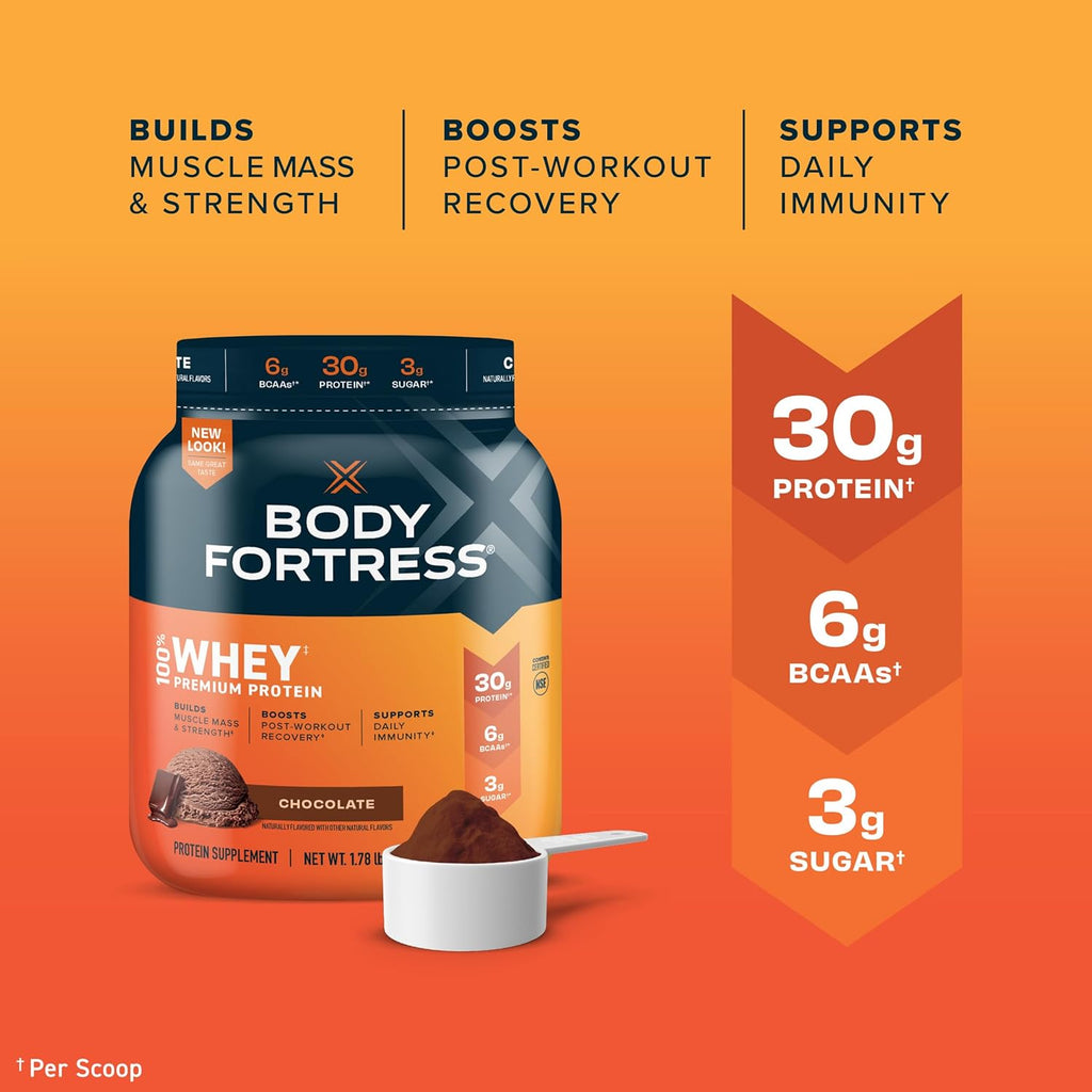 Chocolate Whey Protein Powder 1.78lbs and Chocolate Peanut Caramel Protein Bars 12 Count 1.76oz N808212