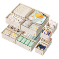 Beige 12 Pack Multi Size Foldable Dresser Drawer Organizer Set R6025