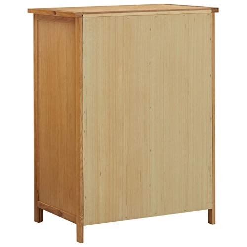 Solid Oak Wood Wardrobe with Hanging Rail and Drawers K81249