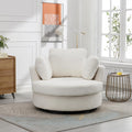Ivory Sherpa Oversized Swivel Accent Barrel Chair W474964
