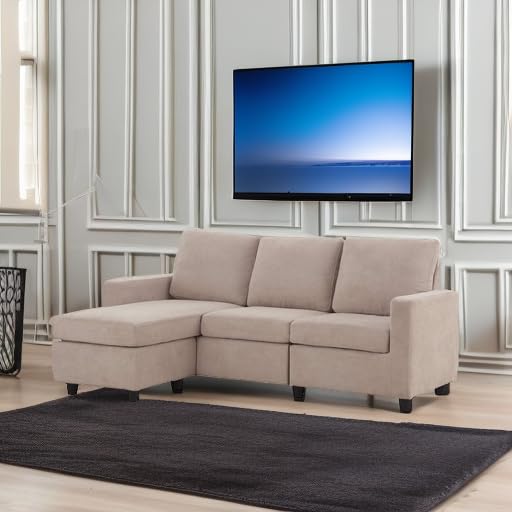 Black L Shaped Convertible Sectional Sofa with Reversible Chaise G3151