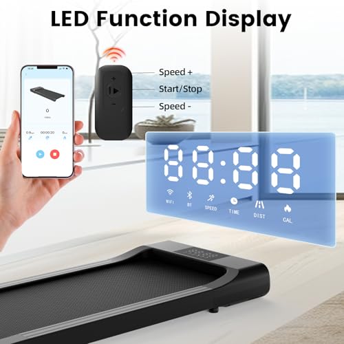Smart Walking Pad, Under Desk Treadmill, 2 in 1 Portable Compact Desk Treadmill with Remote Control LED Display K15396