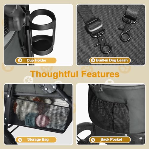 Black 3 in 1 Pet Stroller with Removable Carrier L264