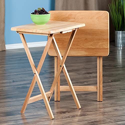 Set of 2 Foldable Snack Tables, 26", Natural H3699