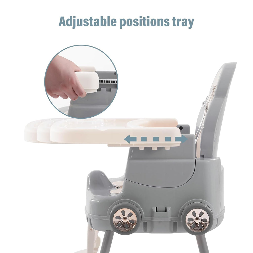Deep Gray 3 in 1 Baby High Chair with 5-Point Harness R7157