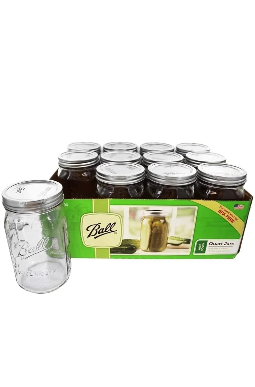 32 oz Wide Mouth Jars with Lids and Bands, Set of 12 X662659