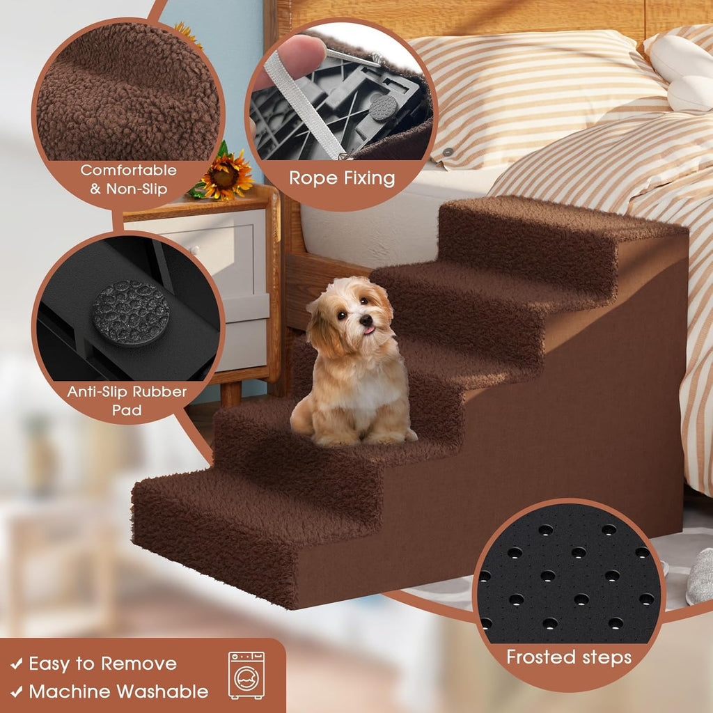5 Tiers Thickened Widened Pet Steps with Washable Cover Z5399