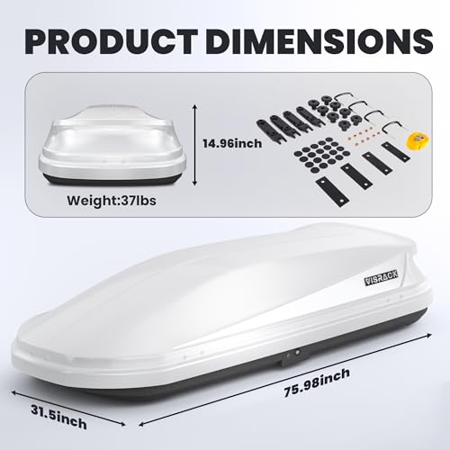 Heavy Duty Hard Shell Waterproof Rooftop Cargo Box, 62 x 31 x 15 Inches, 16 Cubic Feet I635