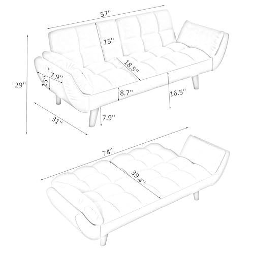 Black Velvet Convertible Sleeper Futon Sofa Bed U27432