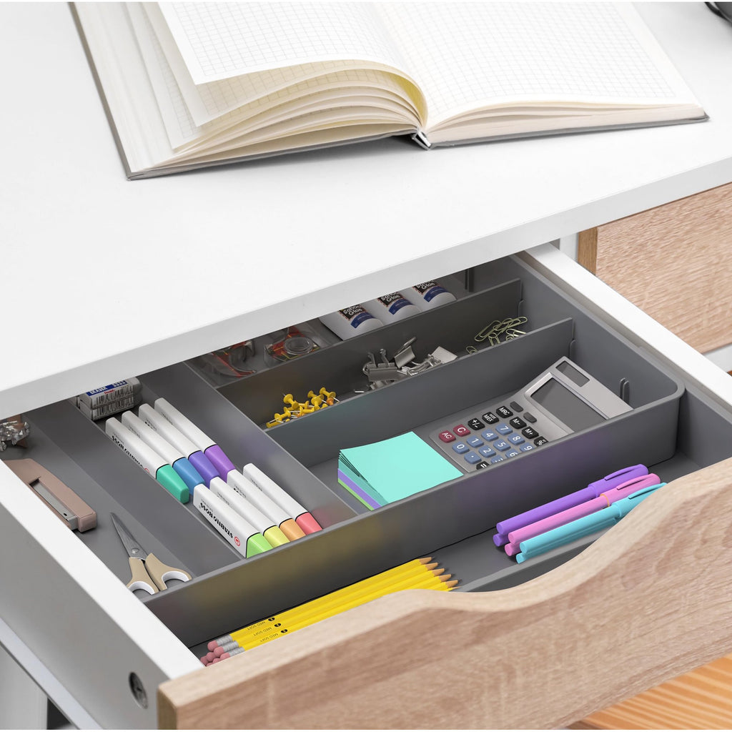 9 Compartment Expandable Cutlery Tray, Gray P534562