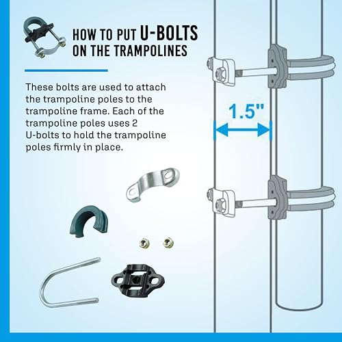 Trampoline Safety Enclosure Set for 12FT 13FT 14FT 15FT Frames includes Net Poles Hardware V691