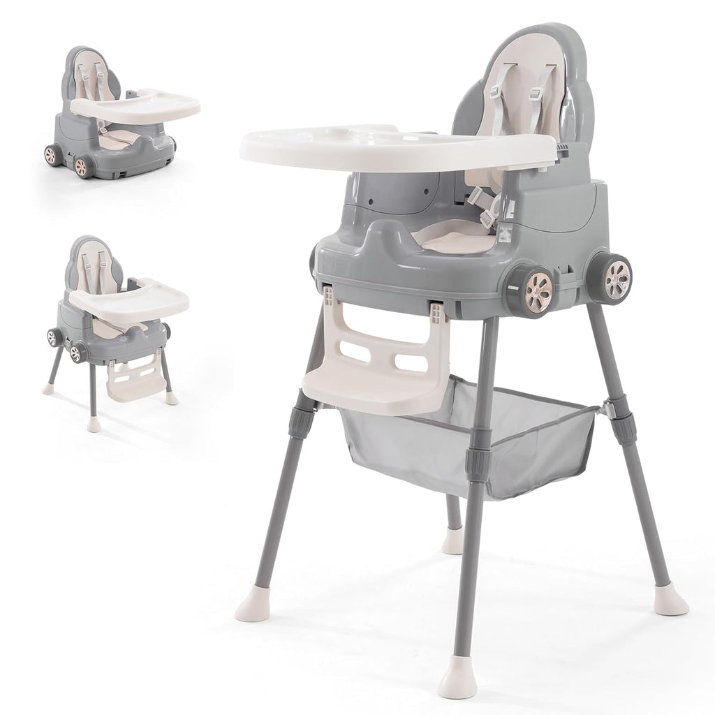 Deep Gray 3 in 1 Baby High Chair with 5-Point Harness R7157
