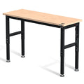 60" Adjustable Rubber Wood Top Heavy-Duty Workbench with Power Outlets Z7545