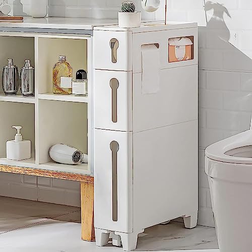 Freestanding Utility Storage Cabinet with Narrow Plastic Drawers A21243