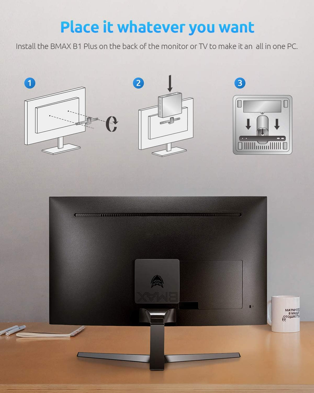 Mini PC N4000 6GB DDR4 64GB eMMC Fanless Dual WiFi HDMI+VGA 4K Dual-Screen BT4.2 USB x4 P46957