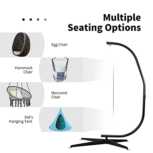 Black Heavy-Duty Steel Hammock Chair Stand Only Y8736