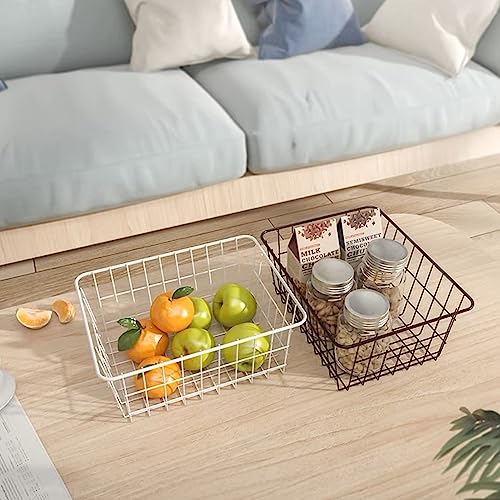 White Wire Storage Baskets with Handles, Set of 6 F8309