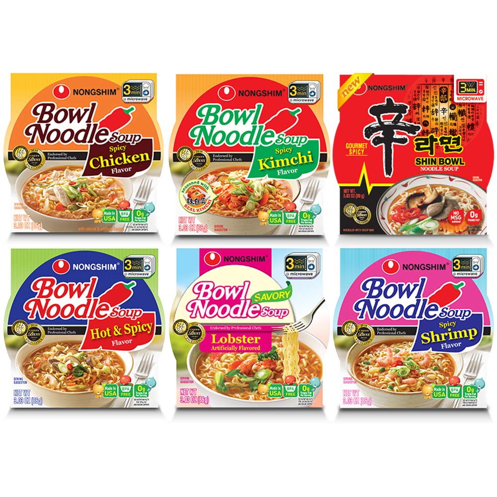6 Pack Bowl Instant Noodle Soup Assorted P97850