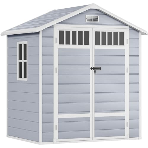 Gray Resin Storage Shed with Lockable Door T7408