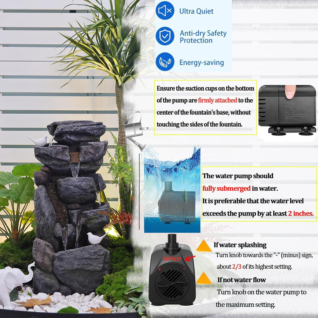 Grey Resin 5-Tiered Water Fountain T870407