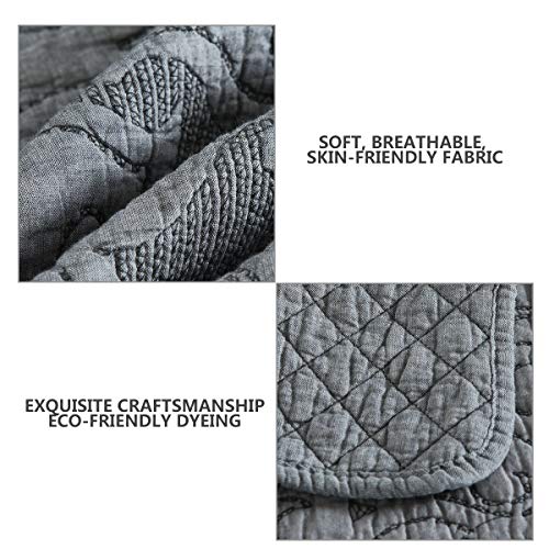 Oversized King 3-Piece Cotton Reversible Embroidered Quilted Bedding Set with Shams L534276