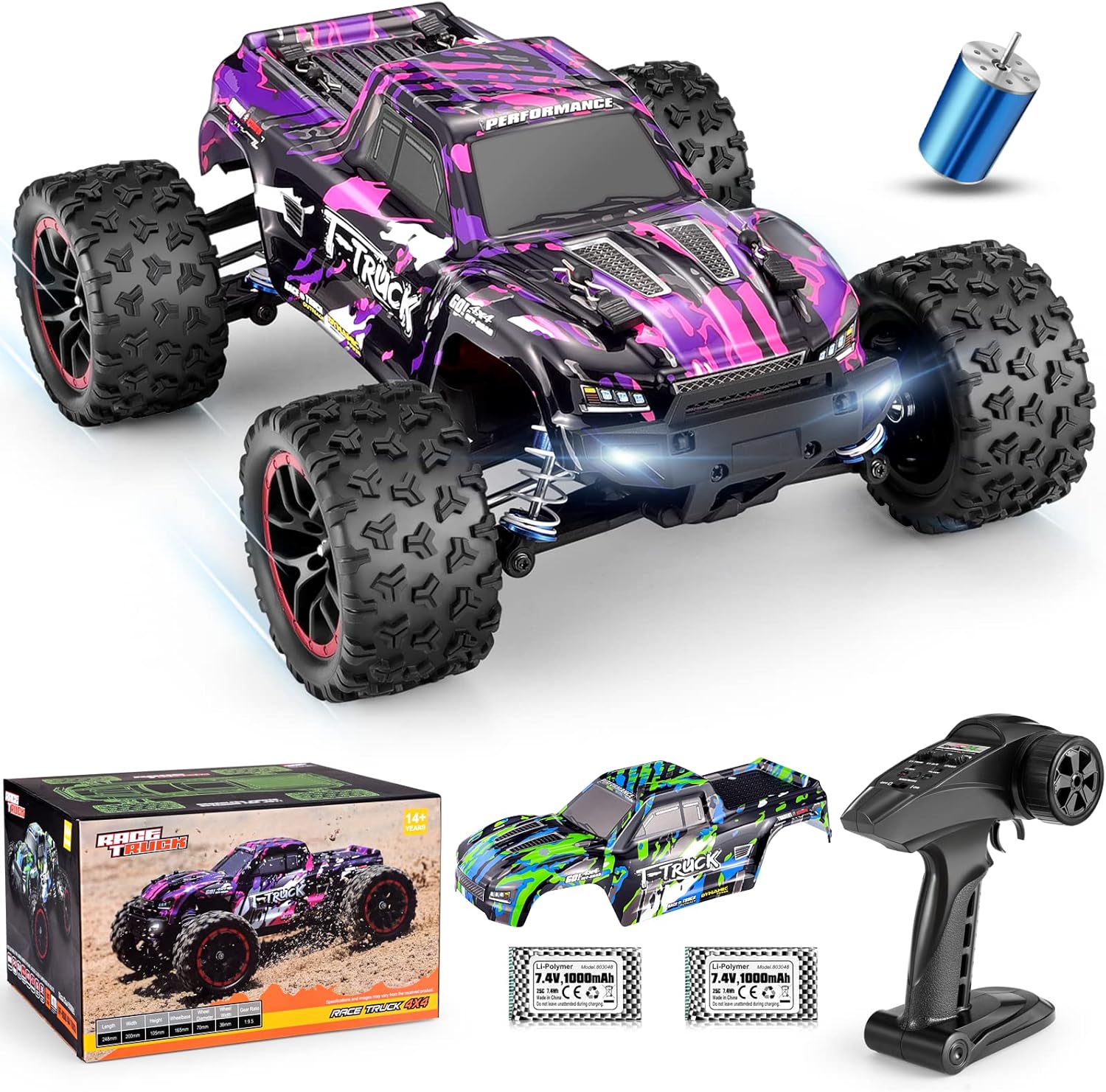 1/18 Scale 4WD Brushless RC Truck with Extra Shell and Battery K374