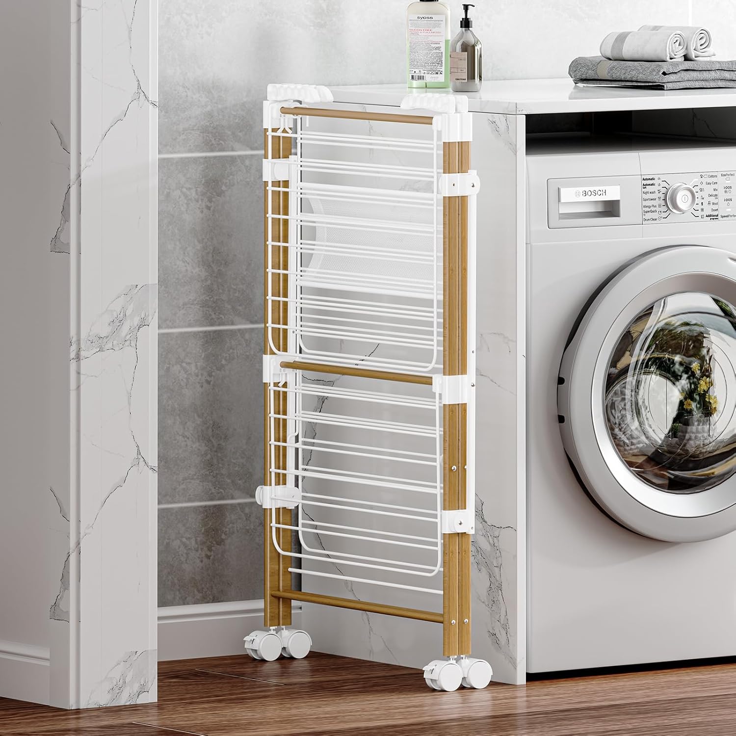 Collapsible Metal Drying Rack with Wheels N881627