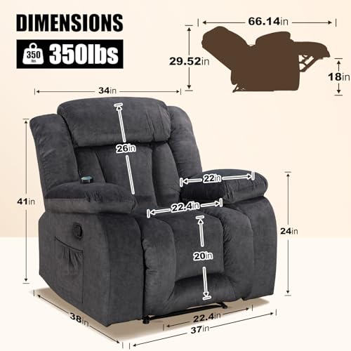 Oversized Khaki Recliner Chair with 360 Degree Swivel J8741