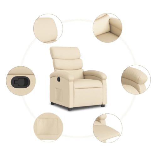 Cream Fabric Recliner Chair with Manual Adjustment Z6912
