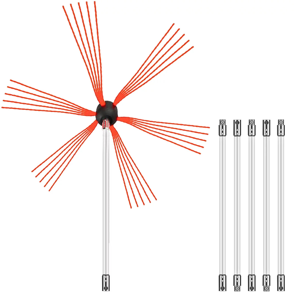 20ft 6 Rods Rotary Chimney Brush Kit T78055
