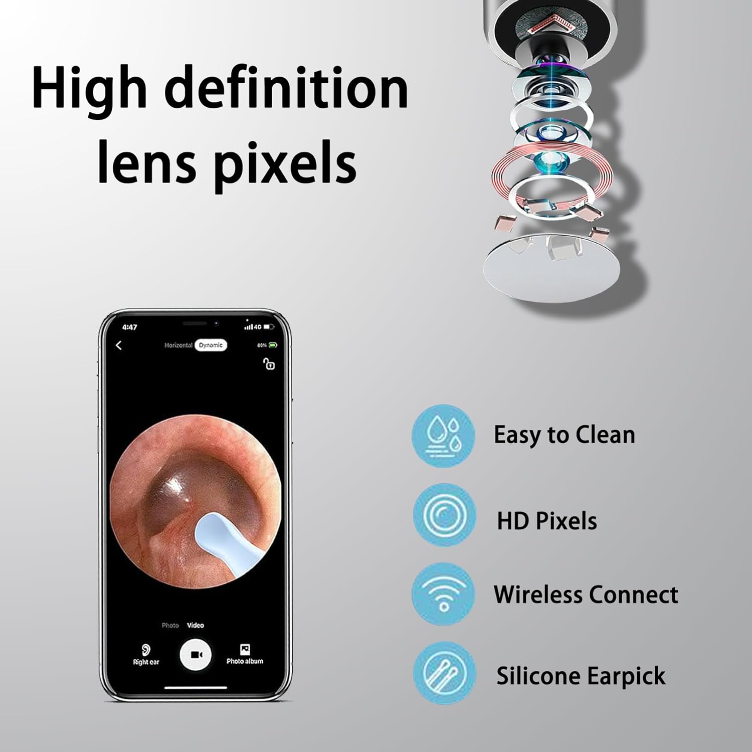 Ear Endoscope with LED Lights 1080P HD Camera Otoscope M938