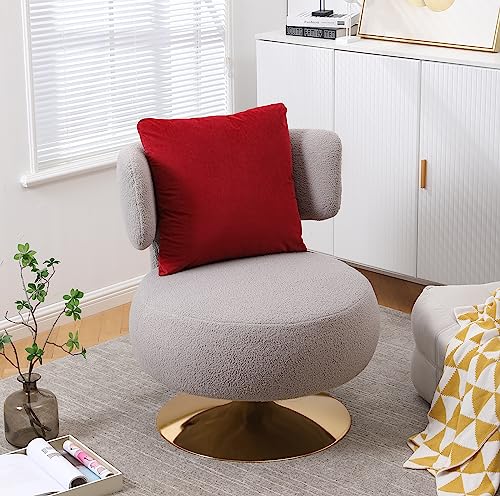 Upholstered Swivel Barrel Chair with Pillow White Orange Teddy G139287