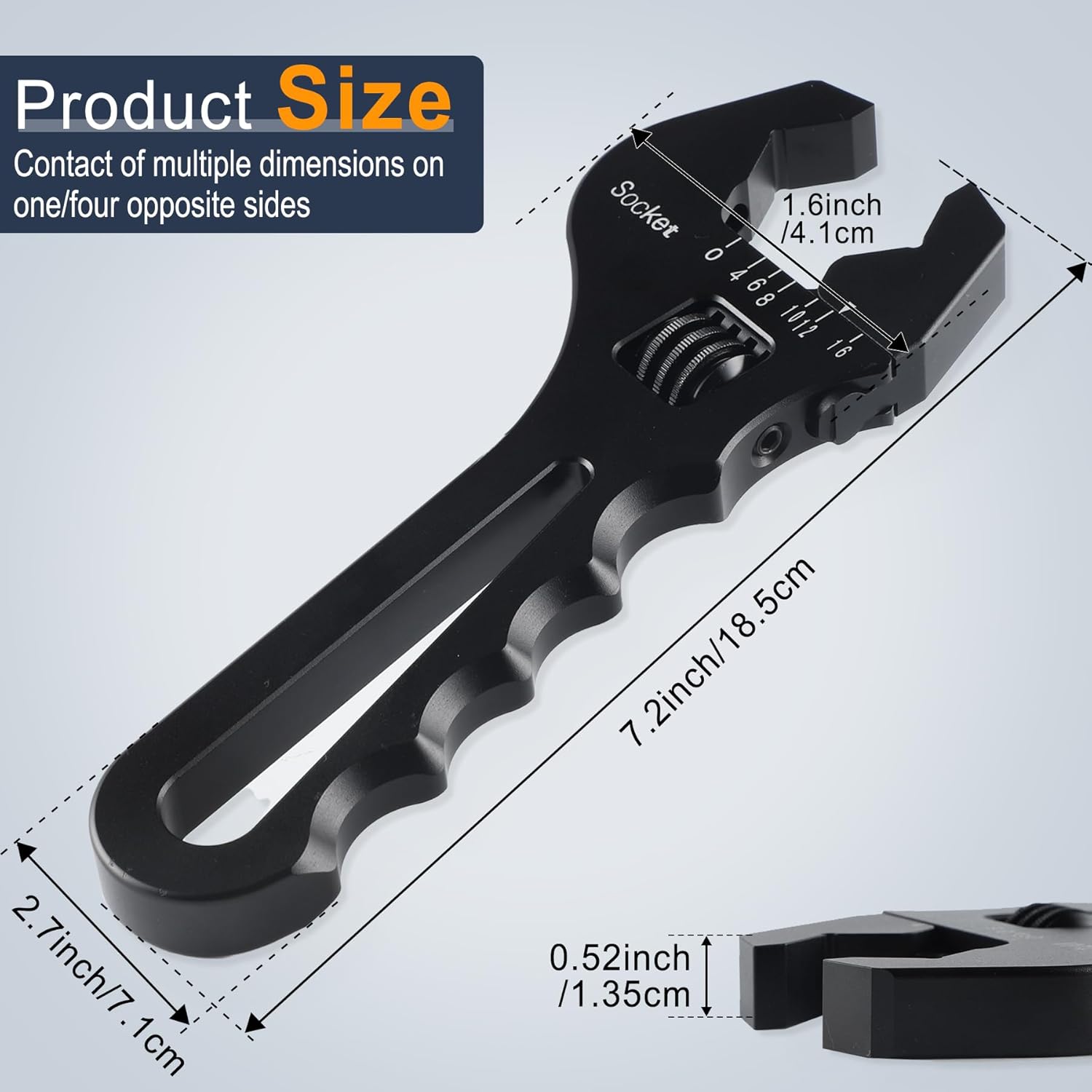 Black Aluminum Adjustable Wrench T67407