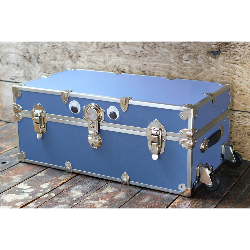 Large Leather Embossed Vinyl Trunk with Removable Wheels 32"x18"x14" (Black) P345