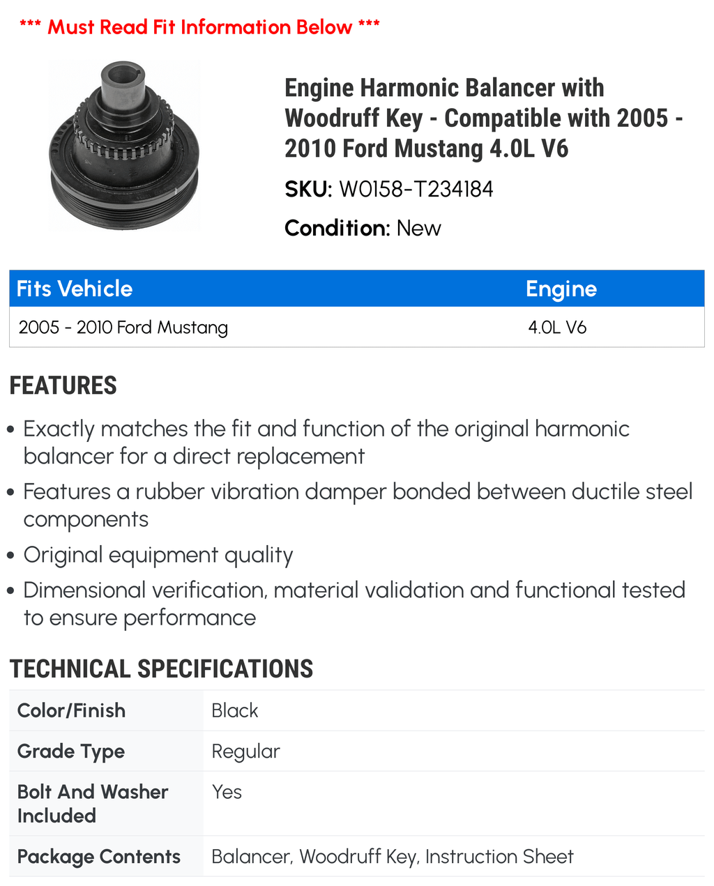 Engine Harmonic Balancer with Woodruff Key E844959