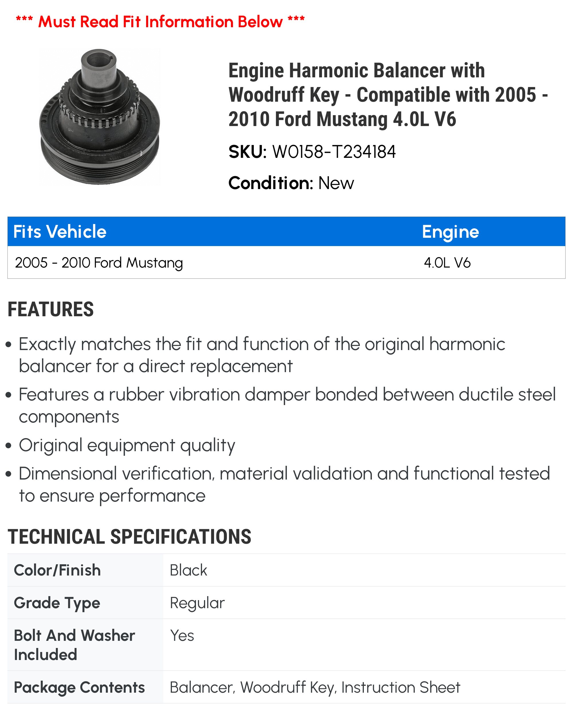 Engine Harmonic Balancer with Woodruff Key E844959