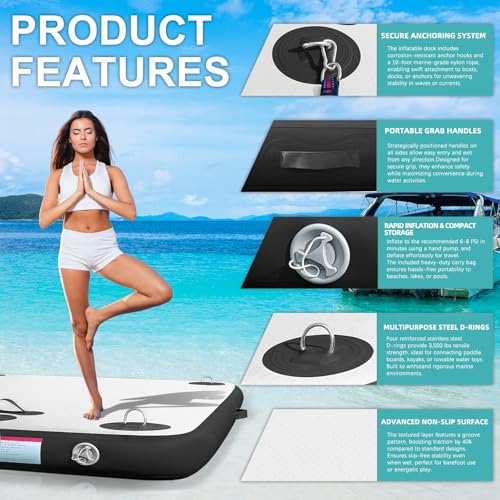 Inflatable Floating Dock Platform with None-Slip Surface E377