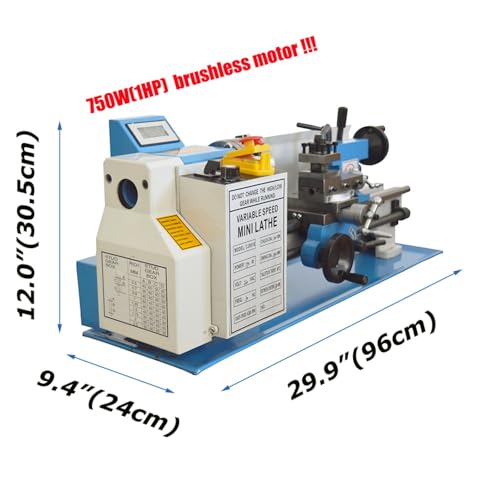 Mini Metal Lathe 750W Benchtop Precision Horizontal Lathe 0-2500rpm Variable Speed 7"*14" 110V S659904