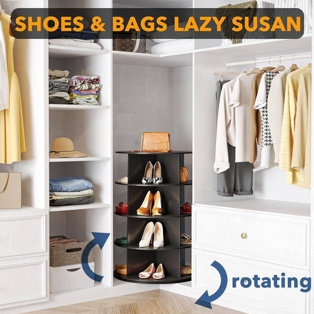 4 Tier Black Rotating Shoe Rack P209863