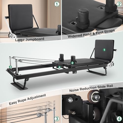 91.5inch Foldable Pilates Reformer with Pilates Ring Circle & Headrest, Jumpboard, Dual Resistance Springs T814543