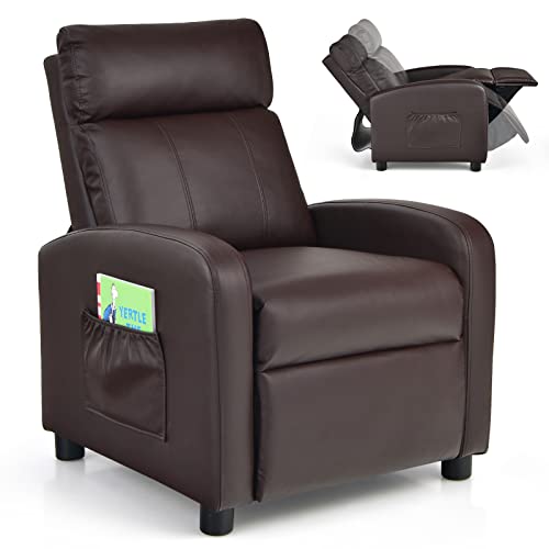 Adjustable PU Leather Kids Recliner with Side Pockets (Beige) R86420