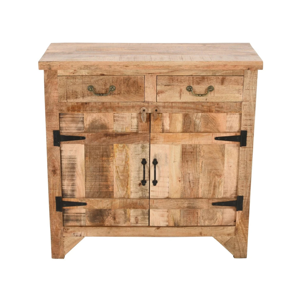 2 Drawer Mango Wood Cabinet Console, Rustic Brown B677