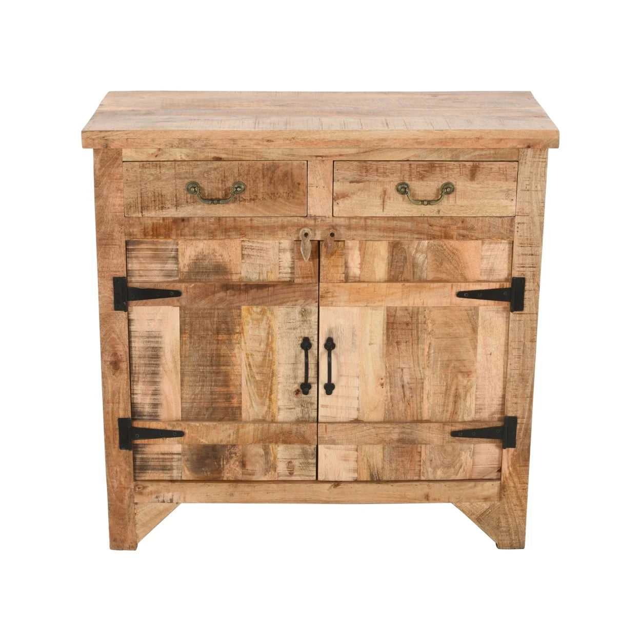 2 Drawer Mango Wood Cabinet Console, Rustic Brown B677