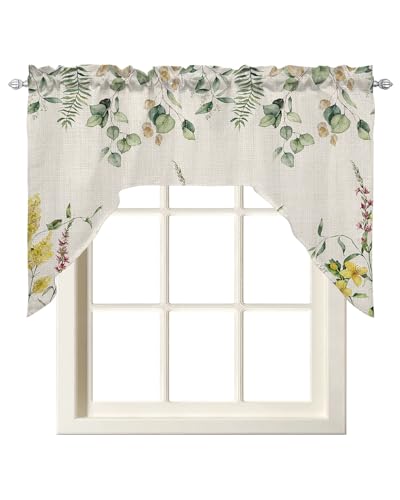 3 Pieces Tier with Swag Window Curtains Set, 27.5W x 36L Light Filtering L10946